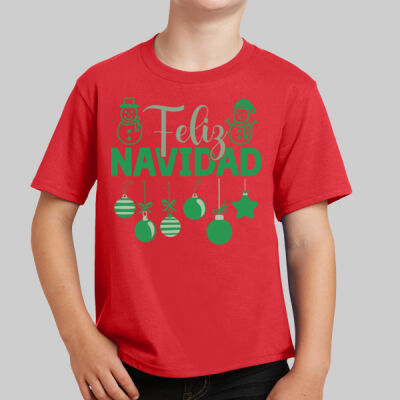 Youth T-Shirt - Feliz Festive - Green Thumbnail