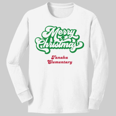 Youth Long Sleeve Shirt - Happy Holidays - Green & Red Thumbnail